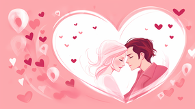 粉色情人节横幅海报插画设计图片